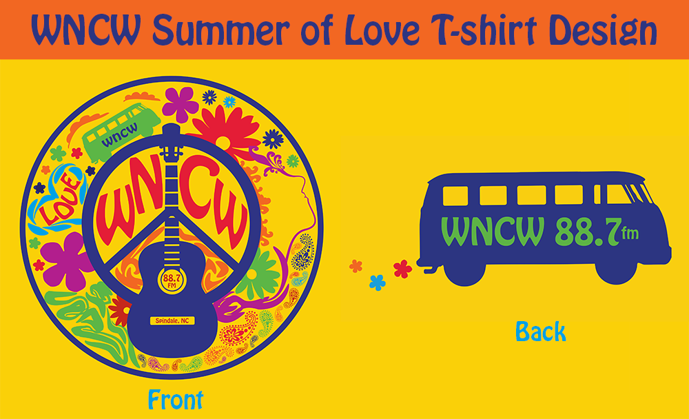 WNCW Summer of Love T-shirt graphics